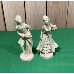 Vintage A. Santini Sculpture Colonial Victorian Man Woman Couple Signed Italy